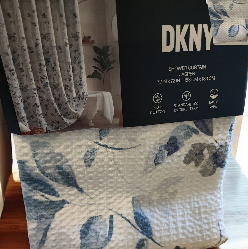 Dkny Floral Shower Curtain Microsculpt Jasper Blue Gray